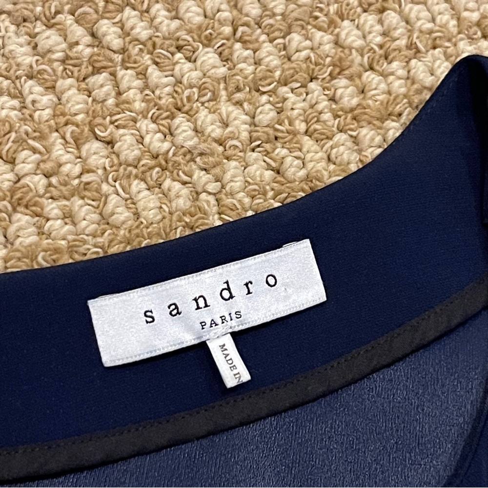 Sandro Paris Parigo Marine Navy Blue Stretch Crepe Jumpsuit Small - Picture 5 of 10